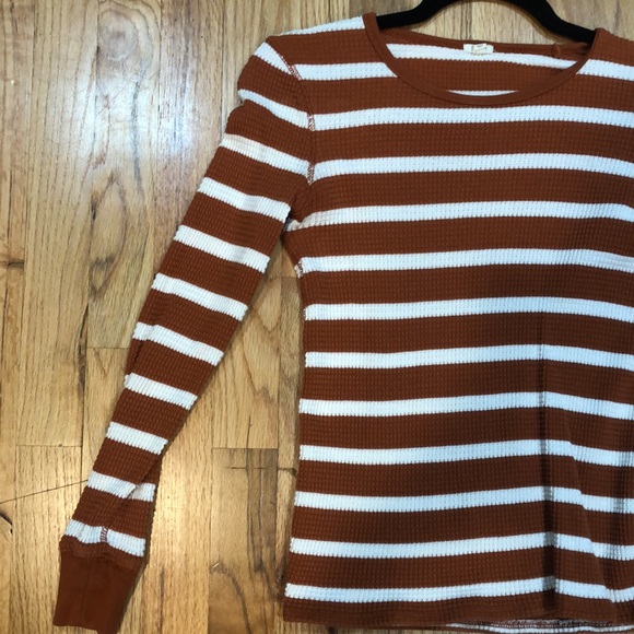 Orange and white waffle Long sleeve shirt - Picture 2 of 8